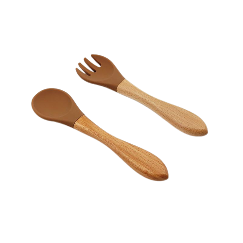 Clay Silicone Baby Spoon and Fork Set